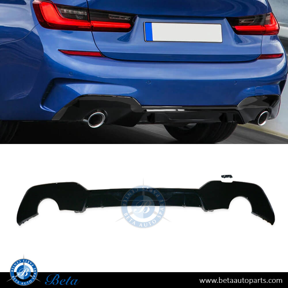 Rear Diffuser M-Performance for M-Tek Gloss Black color for BMW 3 Series G20 2019-Up models, Part Number 51192455856 Rear Diffuser M-Performance for M-Tek Gloss Black color for BMW 3 Series G20 2019-Up models, Part Number 51192455856